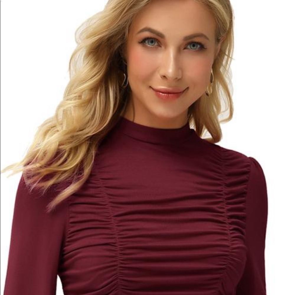 Grace Karin Ruched Slim Fit T Shirt 2XL Red NWT